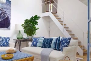 파란색 거실의 내부 (50 장) : 디자인의 다른 색상과의 조합