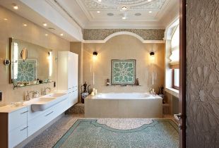 Ceiling design in the bathroom (20 photos)