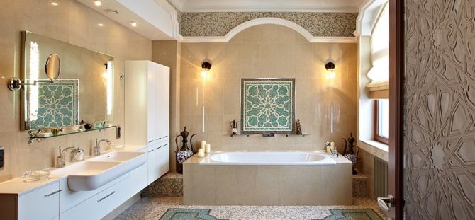 Ceiling design in the bathroom (20 photos)