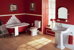 Bilik mandi Maroon: mewah dan keanggunan (28 foto)