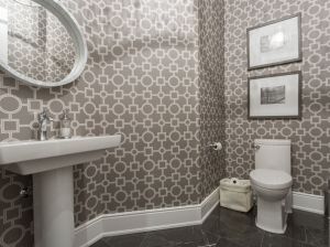 Wallpaper in the toilet: quick and practical design of the bathroom (104 photos)