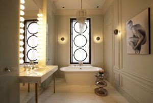 Pencahayaan di bilik mandi (20 gambar): reka bentuk siling dan susunan lampu