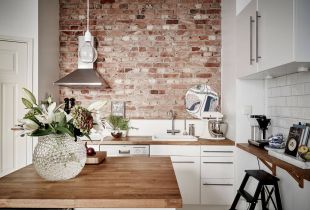 Brick kitchen - rude charm and natural texture (53 photos)