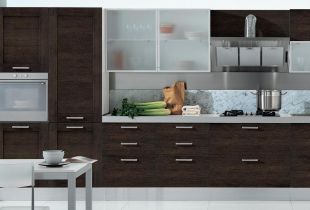 Dapur Wenge di pedalaman (18 gambar): kombinasi warna dan reka bentuk yang cantik