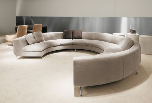 Round sofa - a functional model for the bedroom, kitchen and living room (22 photos)