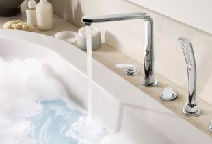 The mixer with a long spout for a bath - a universal device for comfortable water procedures (21 photos)