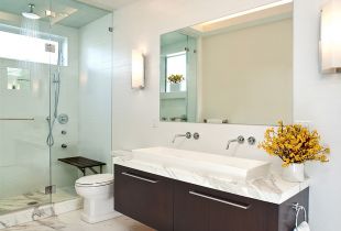 Interior bilik mandi: bagaimana untuk mengekalkan gaya di dalam ruangan apa-apa saiz (58 foto)