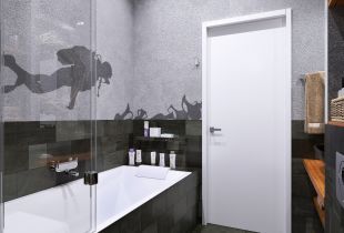 Liquid wallpaper in the bathroom (20 photos)