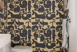 Toilet wallpapers: interesting combinations