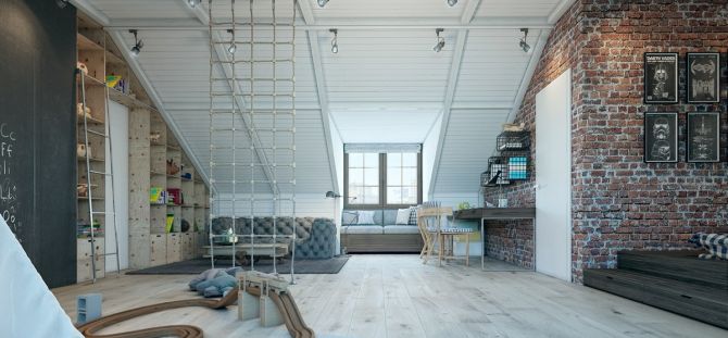 Creating a loft style in the room of a kid and a teenager (23 photos)