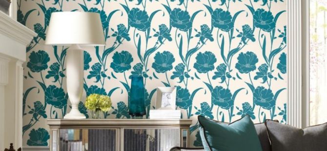 Turquoise wallpaper for walls: successful color combinations (96 photos)