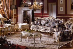 Ruang tamu Baroque: mewah elegan (32 foto)