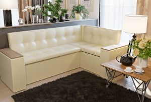 Ecksofa in der Küche - eine praktische und unverzichtbare Sache (24 Fotos)