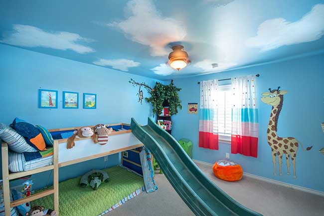 Children's room with a slide