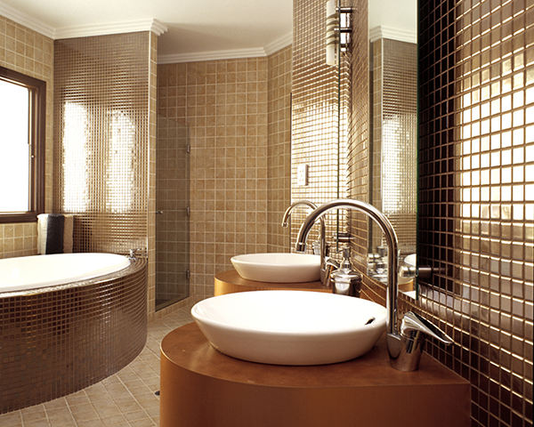 Brown bathroom interior