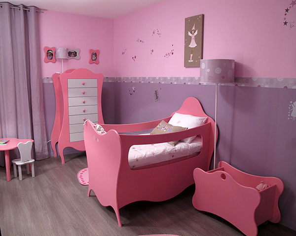 Nursery for the girl with a pink cradle