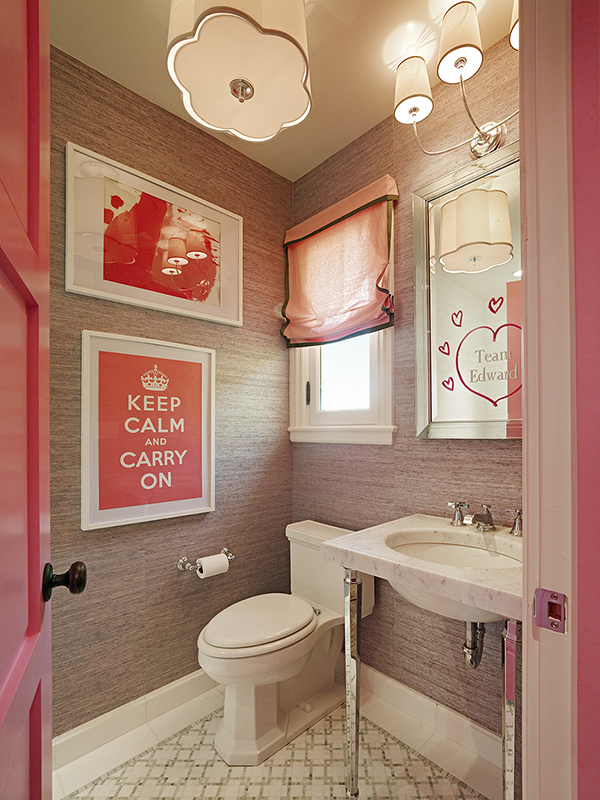 Pink bathroom interior