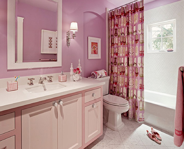 The bathroom is pink