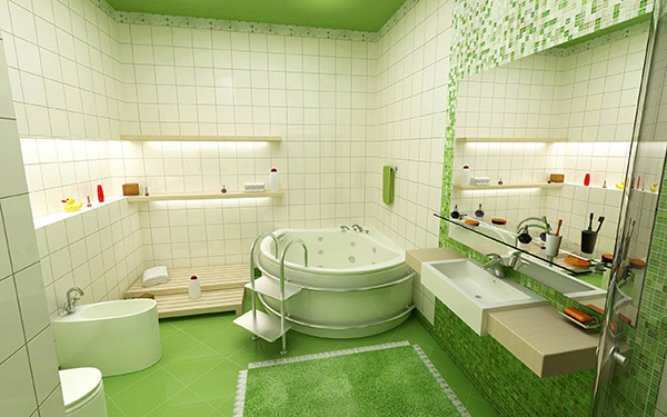 The bathroom is green