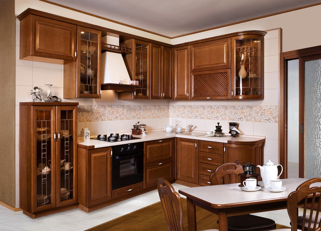 Light brown kitchen with wooden facades