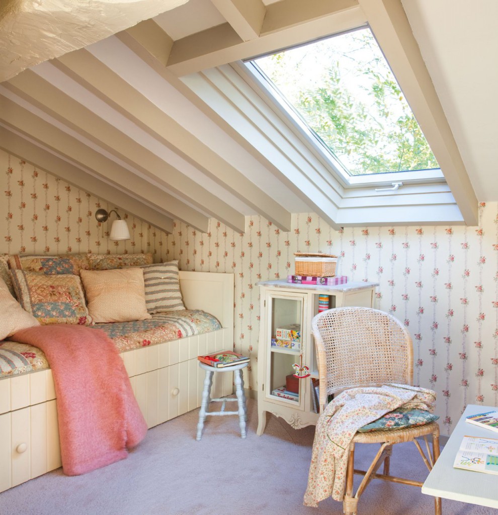 Provence-style attic bedroom