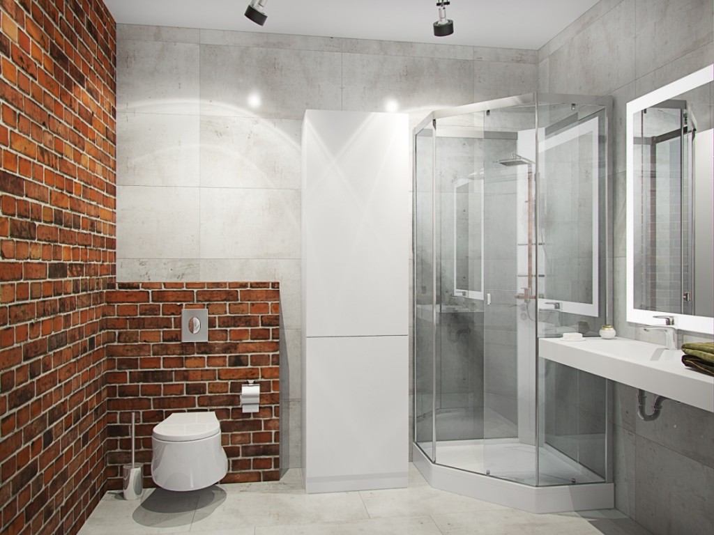 Loft style glass shower