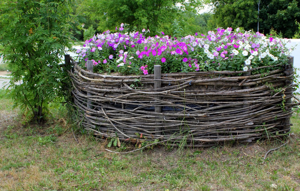 Tall decorative wattle fence for flowerbed