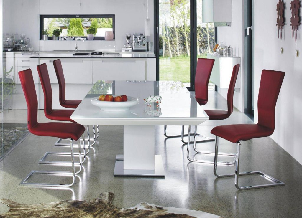 Beautiful white table with glass top