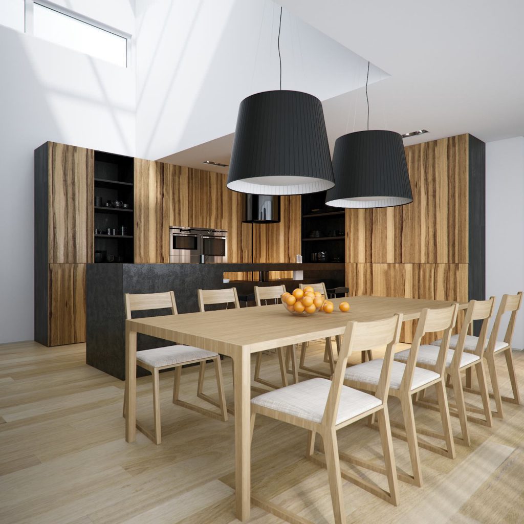 Light brown wooden table for the kitchen