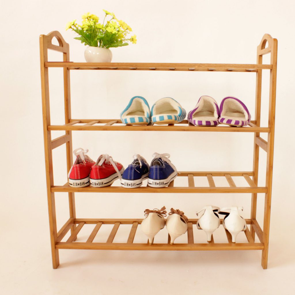 Wooden shoe shelf