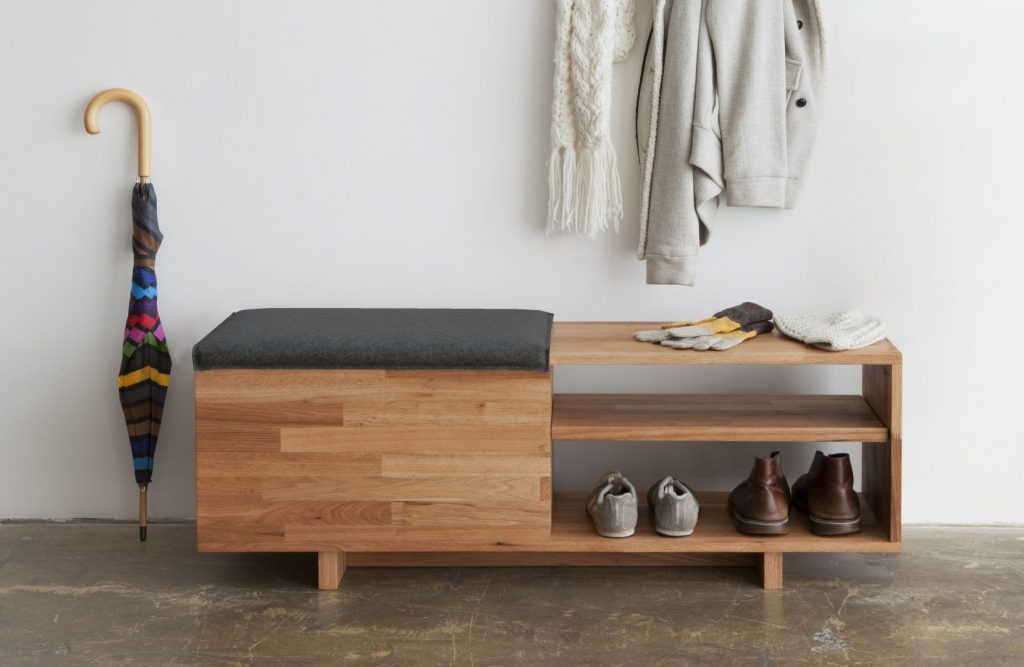 Functional bench with shelves for storing shoes