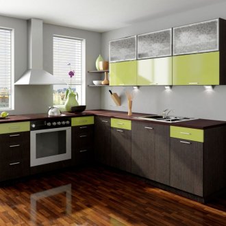 Лайм и цветен венге в дизайна на кухнята