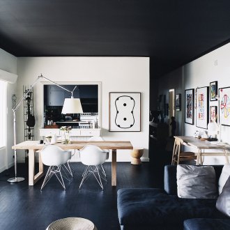 Black matte ceiling in the house