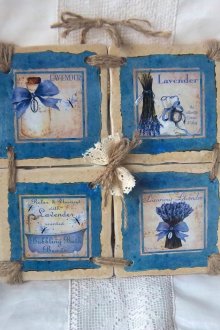 Decoupage tiles for bathroom decoration