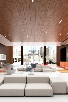 Дървен таван с прожектори