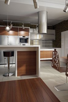 Кухня в частна къща в стила на минимализма