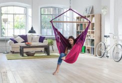 Wicker hammock chair in the living room