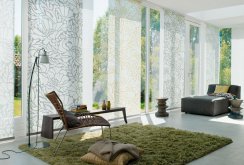 Bright Japanese curtains with a picture in the living room