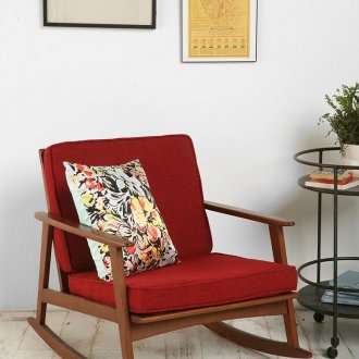 Кафяво и червено люлеещ се стол