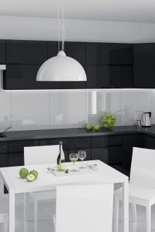 Stylish black and white minimalistic kitchen.