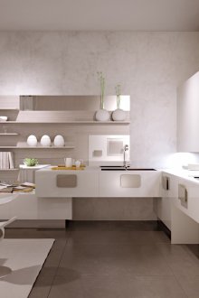 White and cream minimalist style kitchen