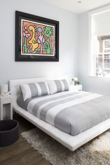 Modern white leather bed