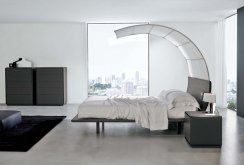 Bright bedroom in the style of minimalism