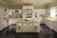 White-green classic island kitchen