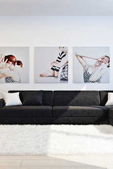 Минималистичен контрастен интериор на всекидневната