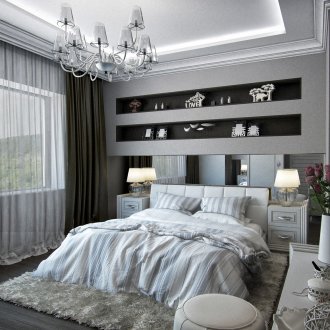 Stylish neoclassical bedroom