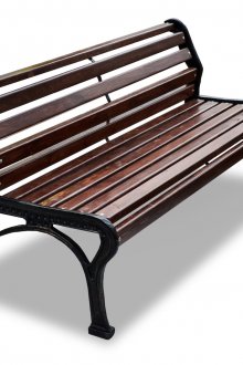 Dark wood and metal bench