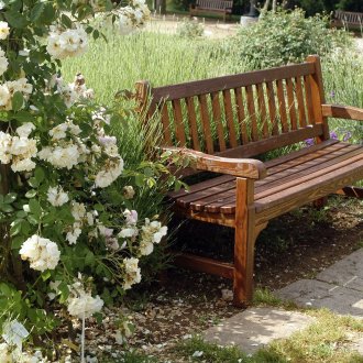 Wooden bench in a small area