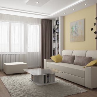 Жълти акценти в модерен хол