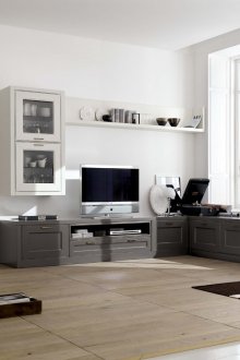 Бели, сиви и кафяви цветове в интериора на модерен хол